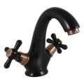 RAV Slezák MK128.0CMATSM - Tvättställsblandare MORAVA RETRO 16 cm svart/mässing