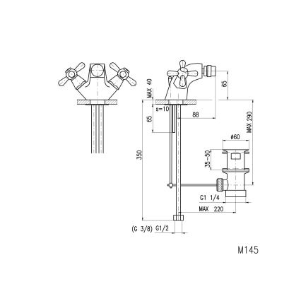 RAV Slezák MK145.0 - Bidetblandare + bottenventil MORAVA 6,5 cm, polerad krom