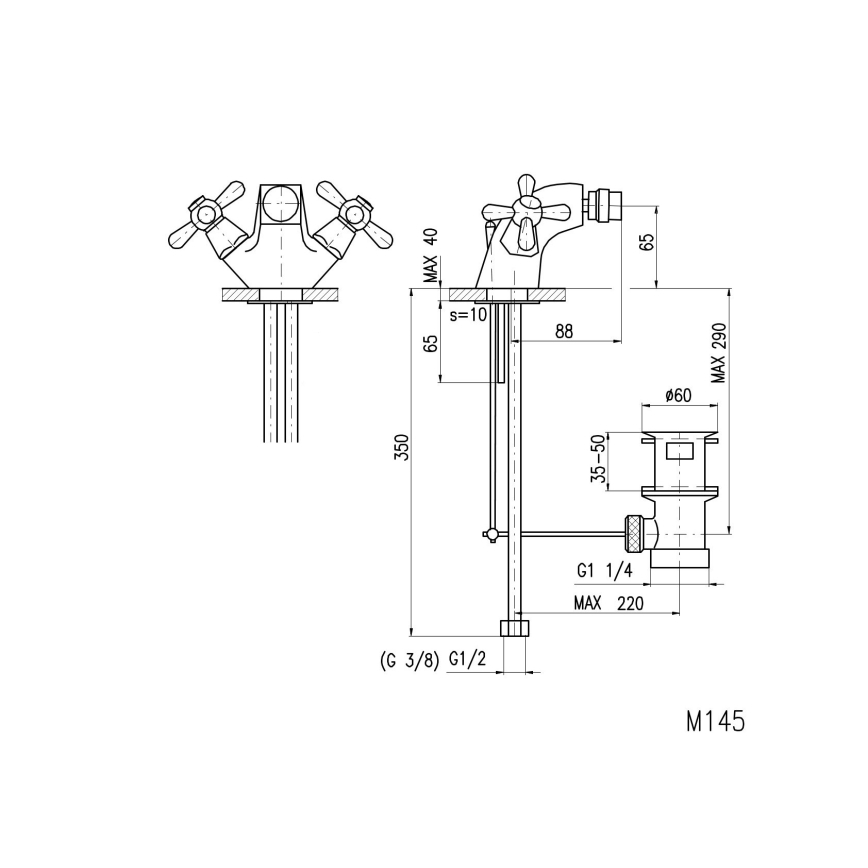 RAV Slezák MK145.0 - Bidetblandare + bottenventil MORAVA 6,5 cm, polerad krom