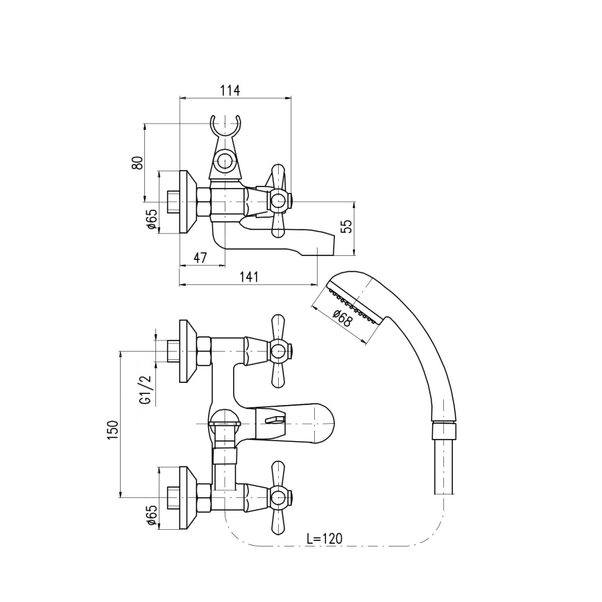 RAV Slezák MK154.5/1 - Badkarsset med MORAVA-blandare polerad krom