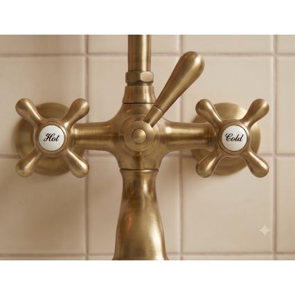 RAV Slezák MK159.5/2SM - Badkarsset med blandare MORAVA RETRO i antik mässing