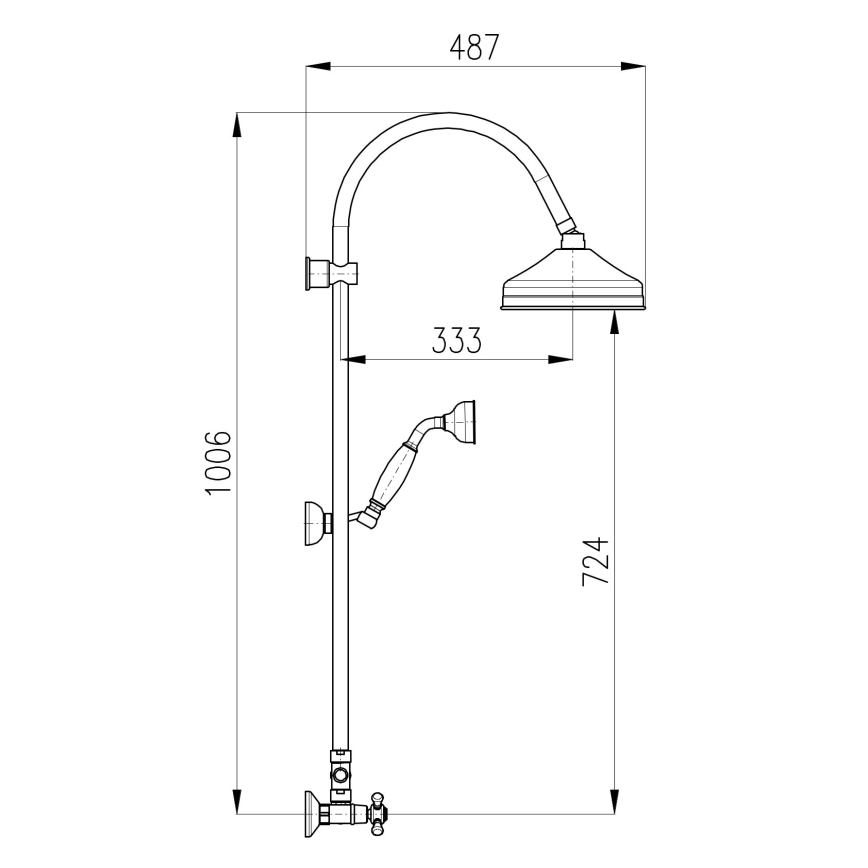 RAV Slezák MK181.5/3SM - Duschset med blandare MORAVA RETRO antik mässing