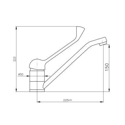RAV Slezák MS605.0 - Tvättställsblandare med medicinsk spak MISSISSIPPI 22,2 cm blank krom
