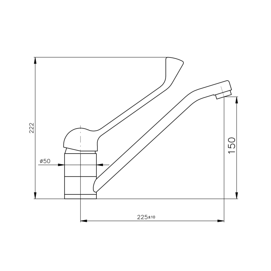 RAV Slezák MS605.0 - Tvättställsblandare med medicinsk spak MISSISSIPPI 22,2 cm blank krom