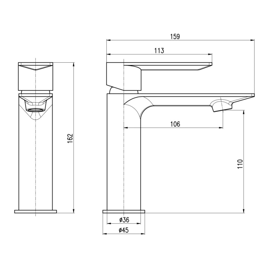 RAV Slezák NL126.0MGL - Tvättställsblandare NIL 16,2 cm, blank grå