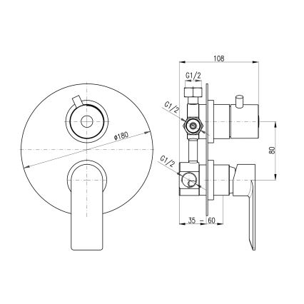 RAV Slezák NL187.3 - Duschblandare för inbyggd installation NIL, blank krom