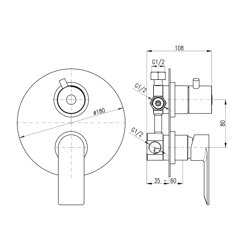 RAV Slezák NL187.3 - Duschblandare för inbyggd installation NIL, blank krom