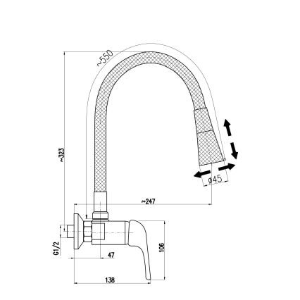 RAV Slezák SA002.5/13CB - Diskbänksblandare SAZAVA 32,3 cm vit/polerad krom
