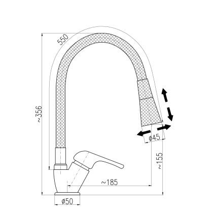 RAV Slezák SA006.0/13CB - Köksblandare med flexibel pip SAZAVA 35,6 cm vit/polerad krom