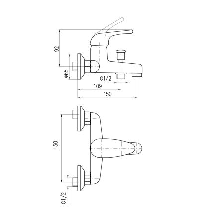 RAV Slezák SA054.5 - Badkarsblandare SAZAVA, blank krom