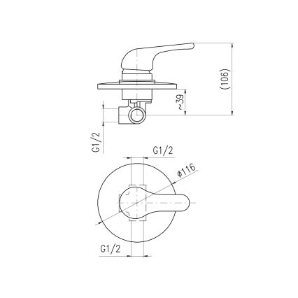 RAV Slezák SA083 - Duschblandare för infällt montage SAZAVA, blank krom
