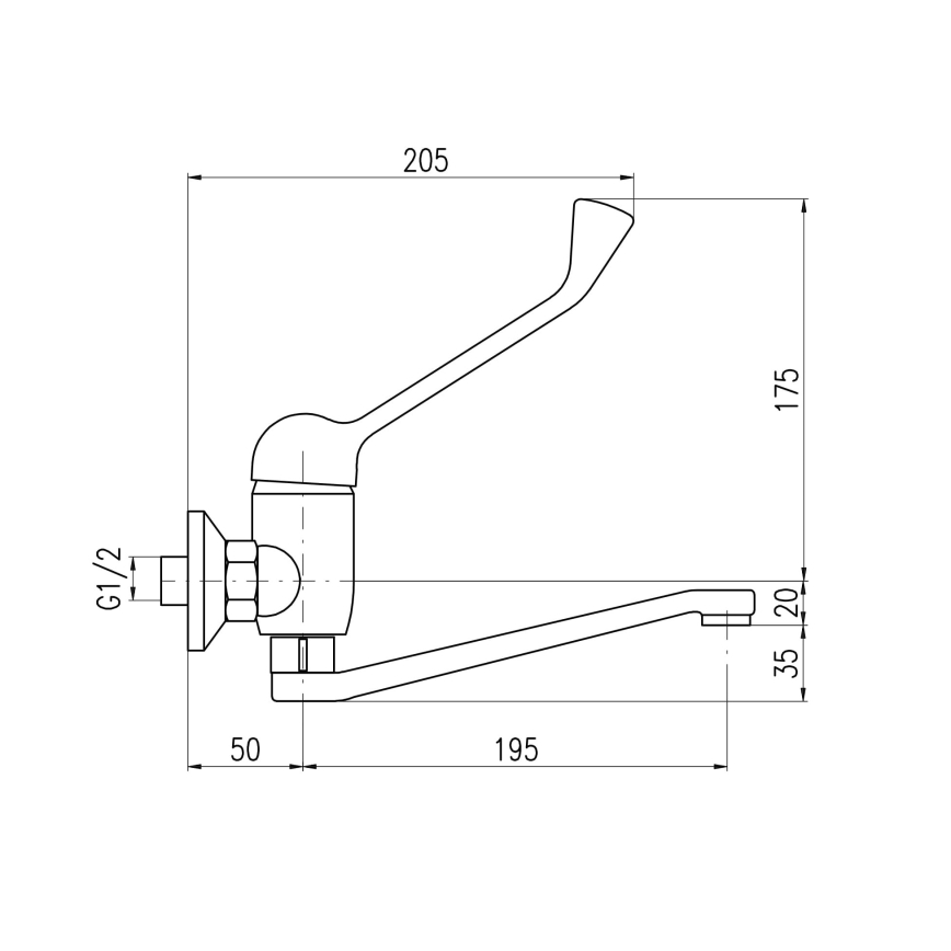 RAV Slezák SA601.5/26 - Tvättställsblandare med hygienisk spak SAZAVA 23 cm, blank krom