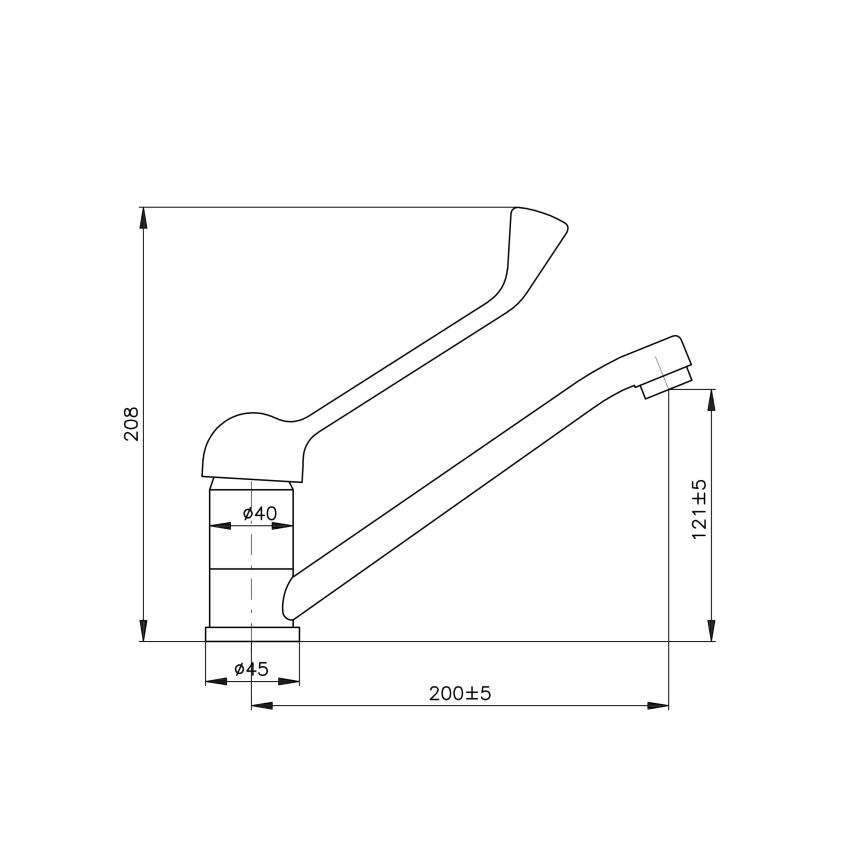 RAV Slezák SA605.0 - Tvättställsblandare med medicinsk spak SAZAVA 20,8 cm, blank krom