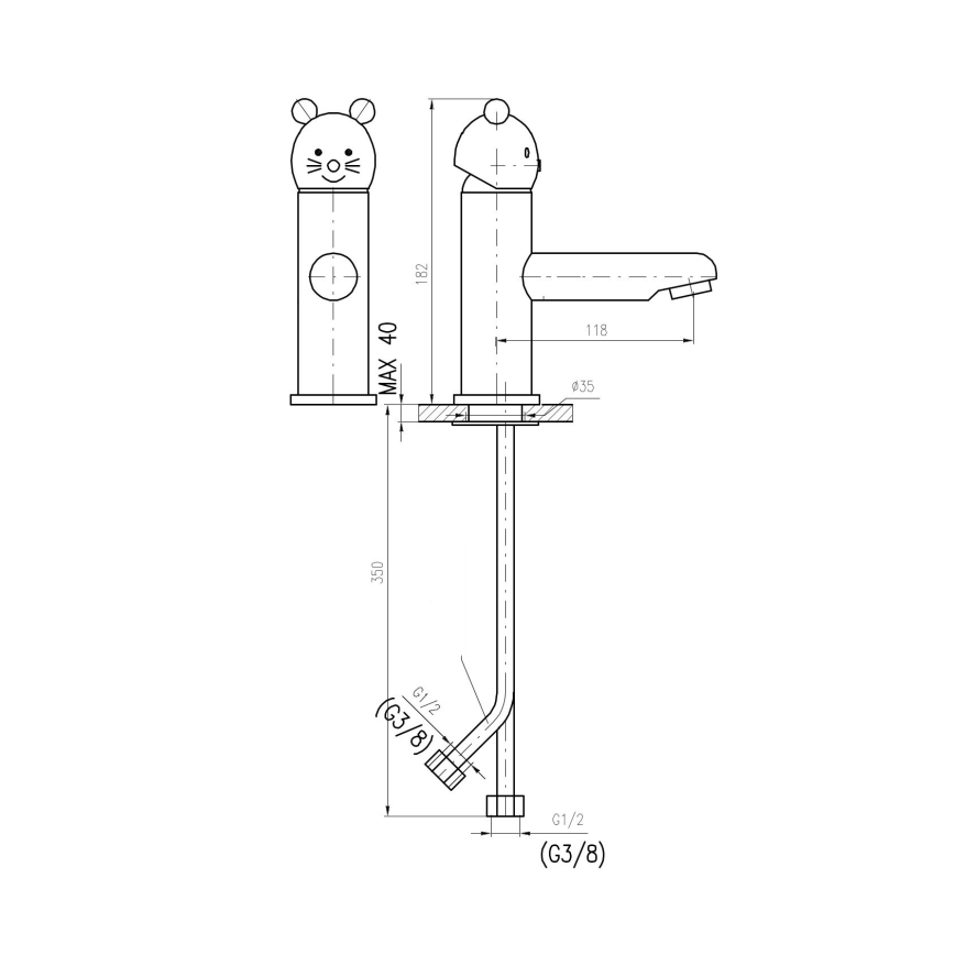 RAV Slezák SE326.0 - Tvättställsblandare JUNIOR 18,2 cm röd/blå