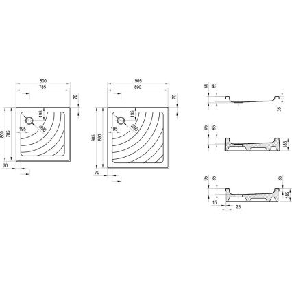 Ravak A007701120 - Kvadratiskt duschkar ANGELA 90x90 cm vitt