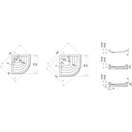 Ravak A207001120 - Kvadrantformat duschkar RONDA 90x90 cm vit