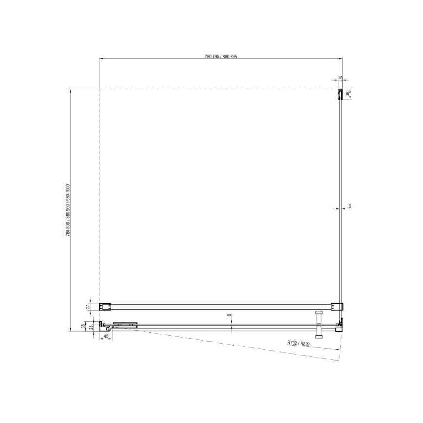 Ravak - Duschhörna COOL 80x80 cm svart