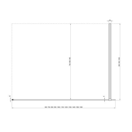 Ravak GW9WA030SZ1 - Walk-in-dusch 100x200 cm svart