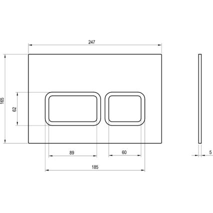 Ravak X01739 - Spolknapp TWIN 24,7 x 16,5 cm, vit