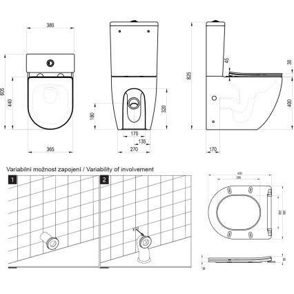 Ravak X01870 - WC-kombination utan spolkant med SoftClose-sits OPTIMA keramik/vit