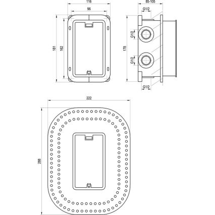 Ravak X070074 - Basenhet för inbyggnadsblandare R-BOX MULTI 18,1x11,6 cm