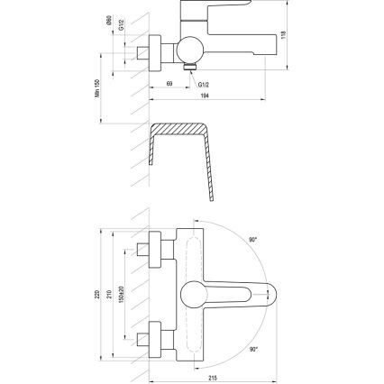 Ravak X070115 - Badkarsblandare PURI i blankkrom