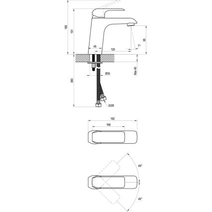 Ravak X070118 - Tvättställsblandare FLAT 15,1 cm i polerad krom