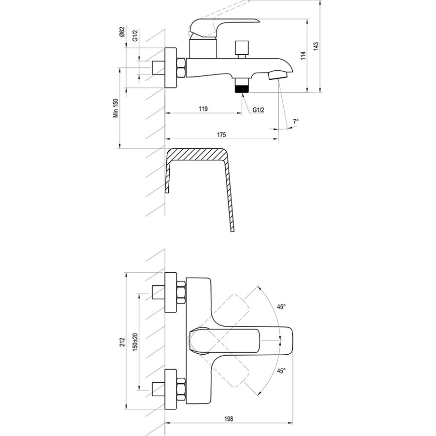 Ravak X070119 - Badkarsblandare FLAT, blank krom
