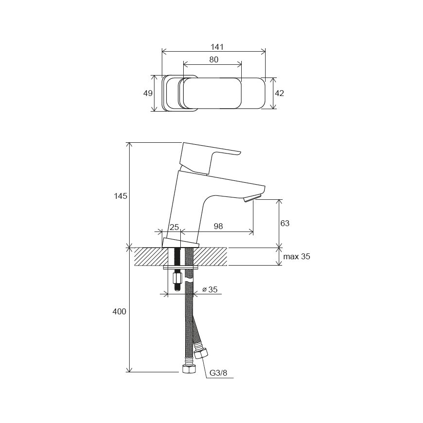 Ravak X070127 - Tvättställsblandare FREE 14,5 cm, blank krom