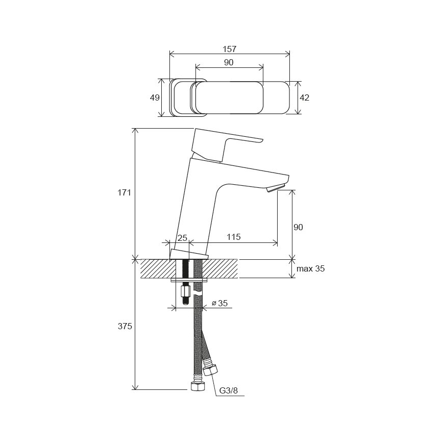 Ravak X070129 - Tvättställsblandare FREE 17,1 cm blank krom