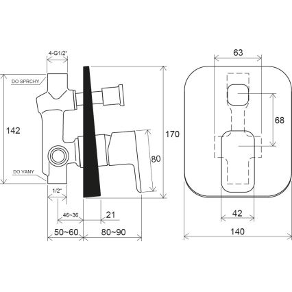 Ravak X070134 - Duschblandare för dold installation FREE polerad krom