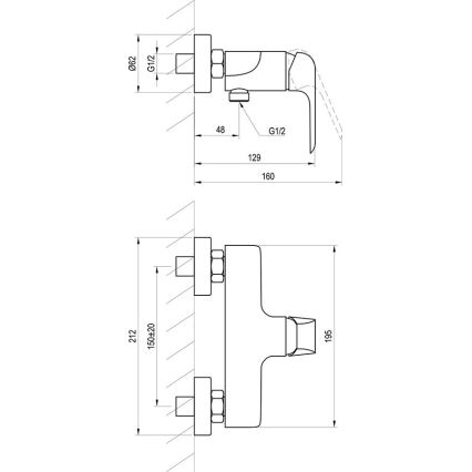 Ravak X070177 - Duschblandare FLAT matt svart