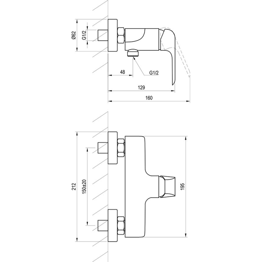 Ravak X070177 - Duschblandare FLAT matt svart