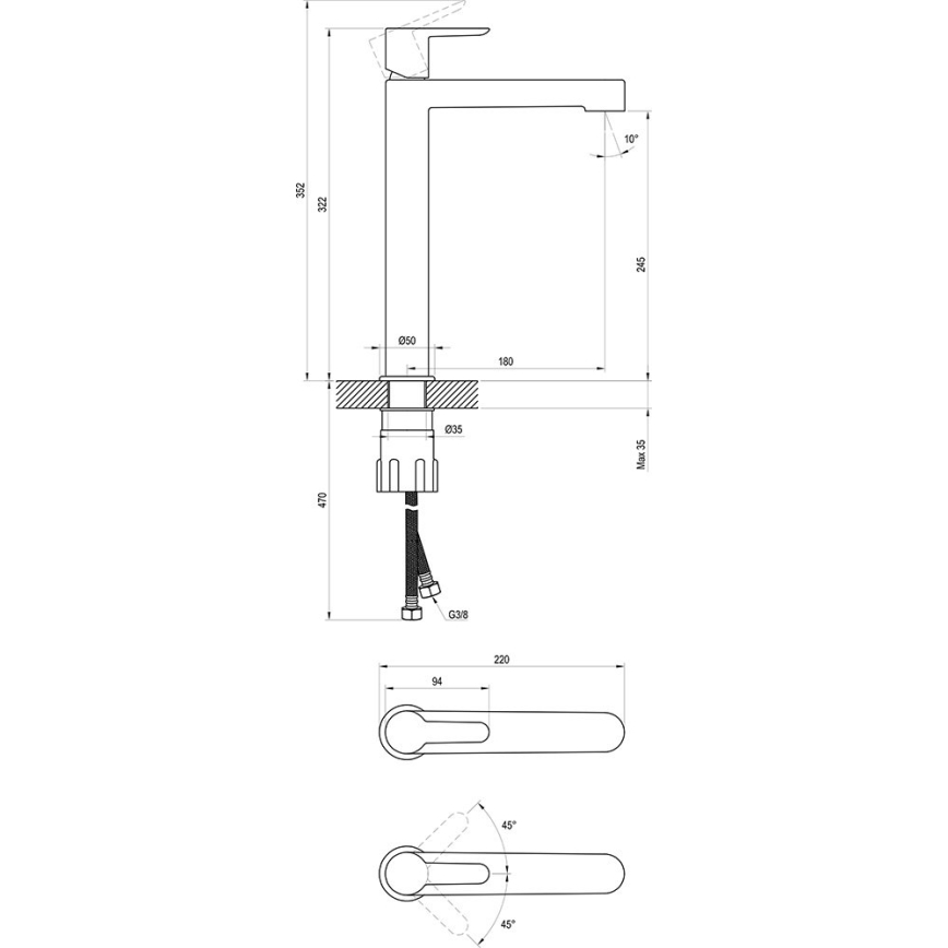 Ravak X070182 - Tvättställsblandare PURI 32,2 cm svart