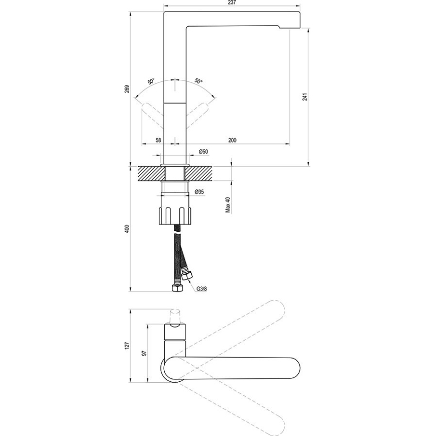 Ravak X070183 - Tvättställsblandare PURI 26,9 cm svart