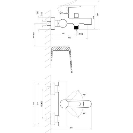 Ravak X070192 - Badkarsblandare PURI svart