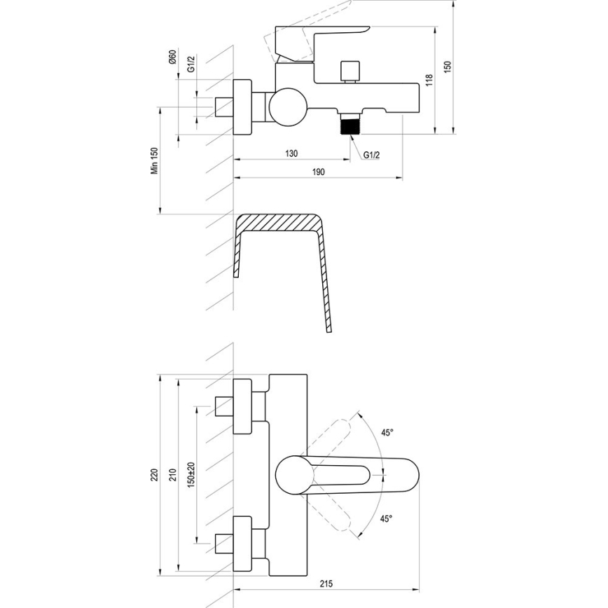 Ravak X070192 - Badkarsblandare PURI svart