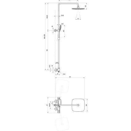 Ravak X070442 - Duschset med termostatblandare FLAT blank krom