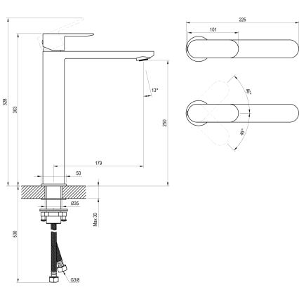 Ravak X070447 - Tvättställsblandare CHROME 30,3 cm, blank krom