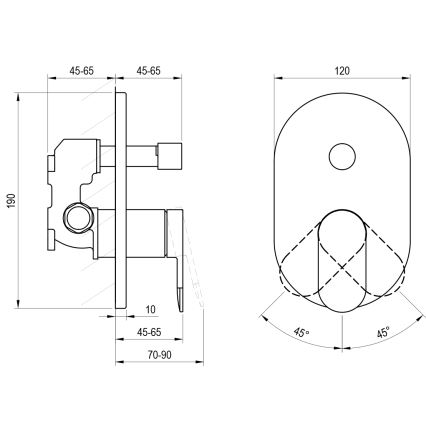 Ravak X070454 - Duschblandare för dold montering CHROME blank krom