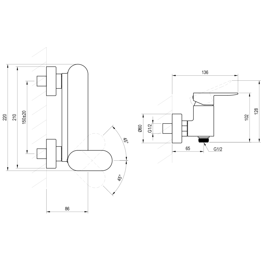 Ravak X070464 - Duschblandare CHROME svart