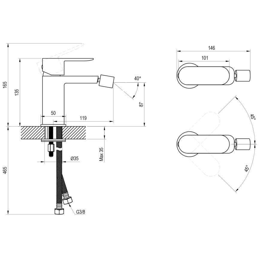 Ravak X070465 - Bidéblandare CHROME, svart