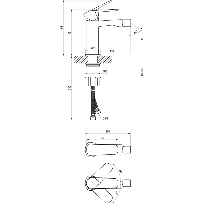 Ravak X070481 - LIFE bidetblandare svart