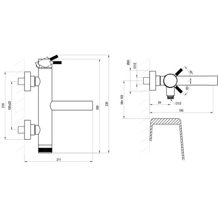Ravak X070650 - NOX badkarsblandare, matt svart