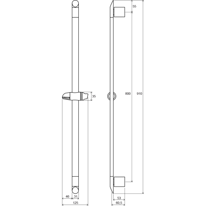 Ravak X07P014 - Duschstång 91 cm polerad krom
