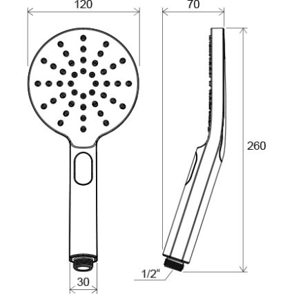 Ravak X07P233 - FLAT handdusch med tryckknapp i blank krom