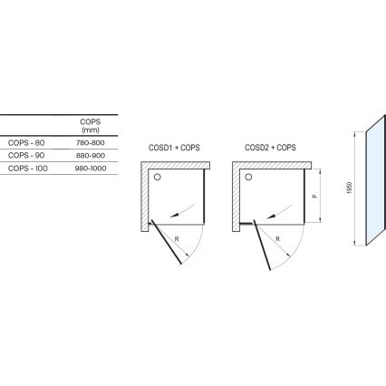 Ravak X9VVA0A00Z1 - Fast duschvägg COOL, polerad krom