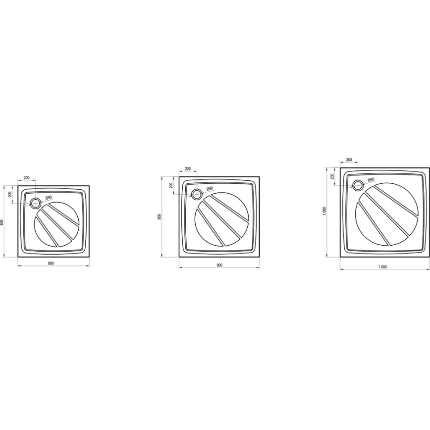 Ravak XA037701010 - Kvadratiskt duschkar PERSEUS 90x90 cm vitt