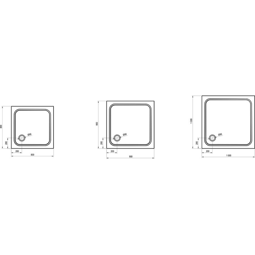 Ravak XA047701010 - Kvadratiskt duschkar PERSEUS 90x90 cm vitt