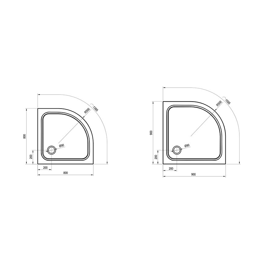Ravak XA244401010 - Kvartsrunt duschkar ELIPSO 80x80 cm vit